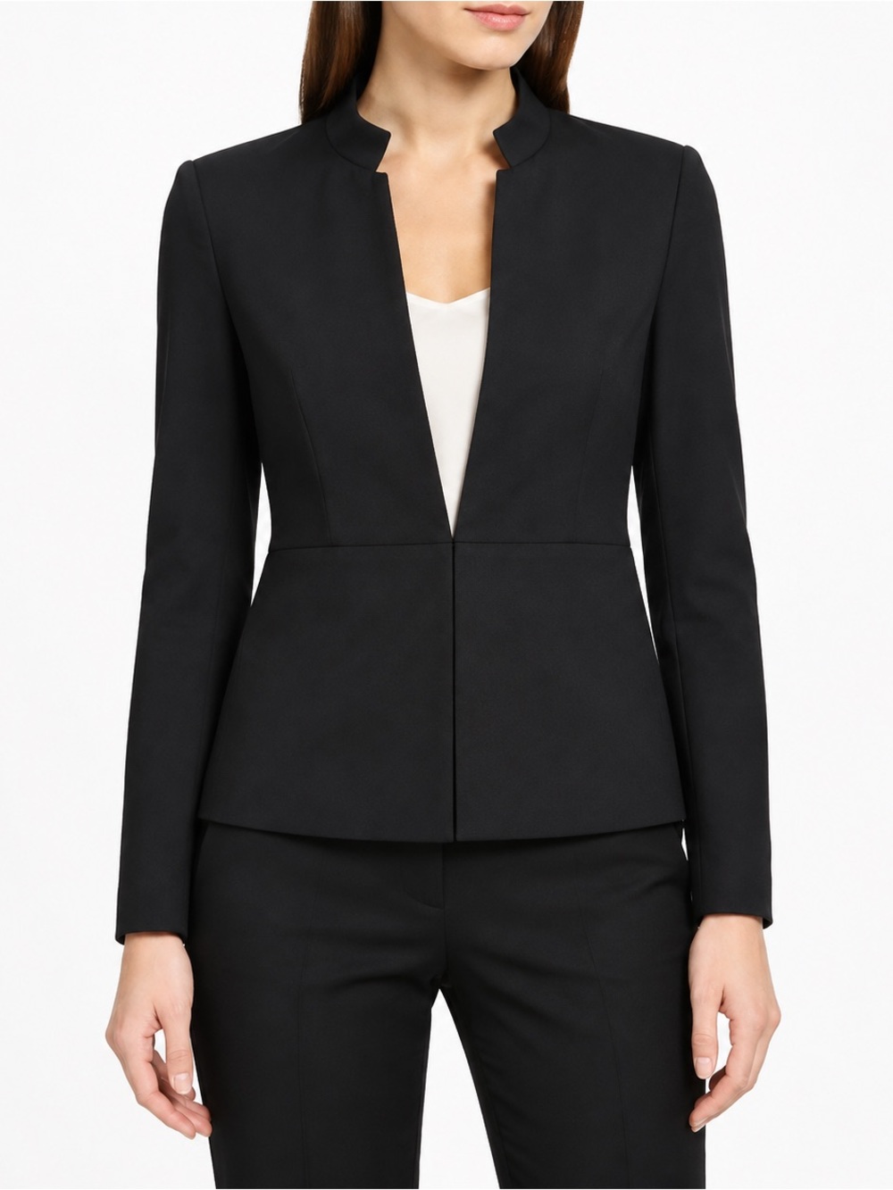Mastina Black Collarless Fitted Blazer IT 34 US XS